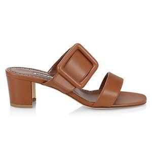 Manolo Blahnik Titubanew Leather Mules